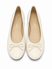 French Sole Womens Maddox Leather Ballet Pumps in Off White