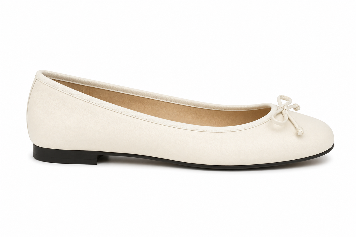 French Sole Womens Maddox Leather Ballet Pumps in Off White