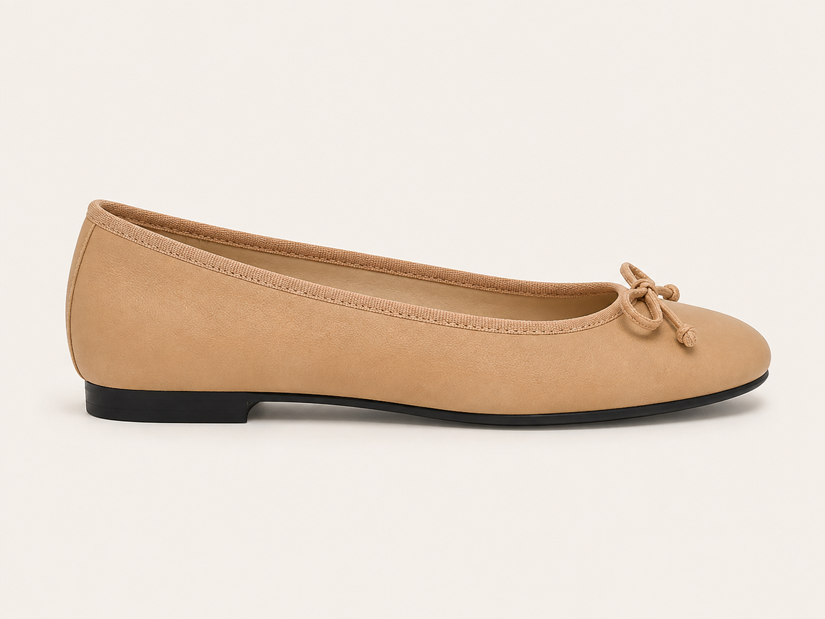 French Sole Womens Maddox Leather Ballet Pumps in Beige