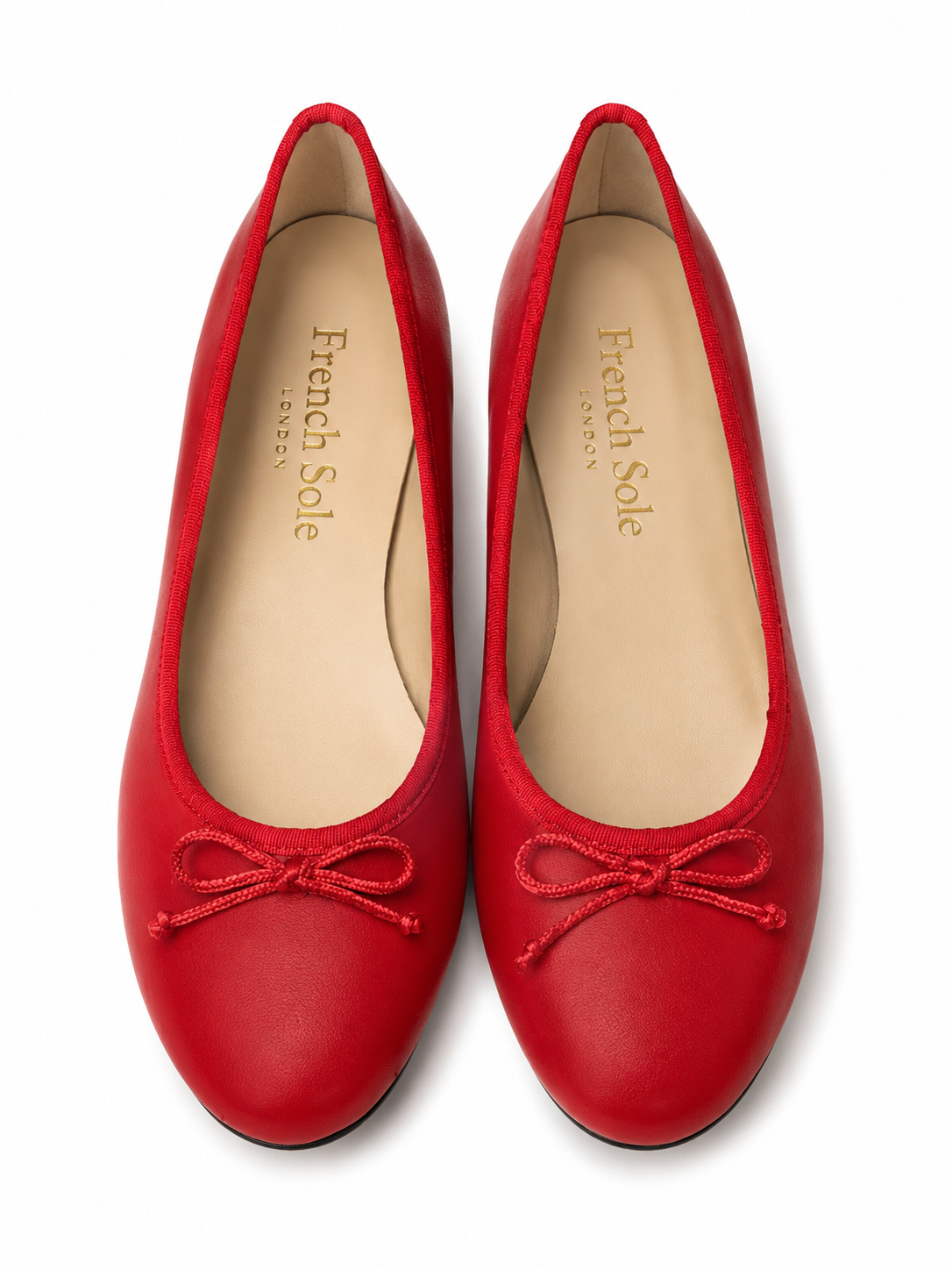French Sole Womens Maddox Leather Ballet Pumps in Red