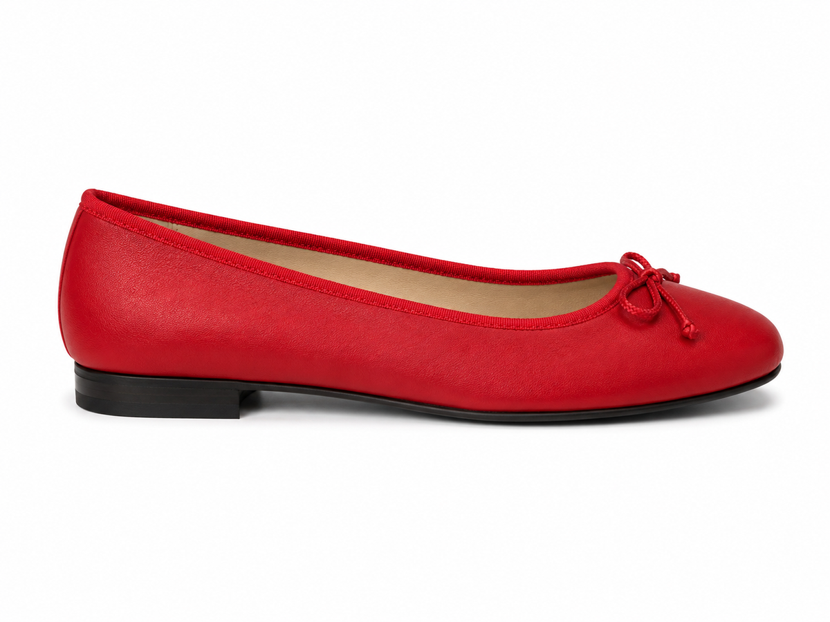 French Sole Womens Maddox Leather Ballet Pumps in Red