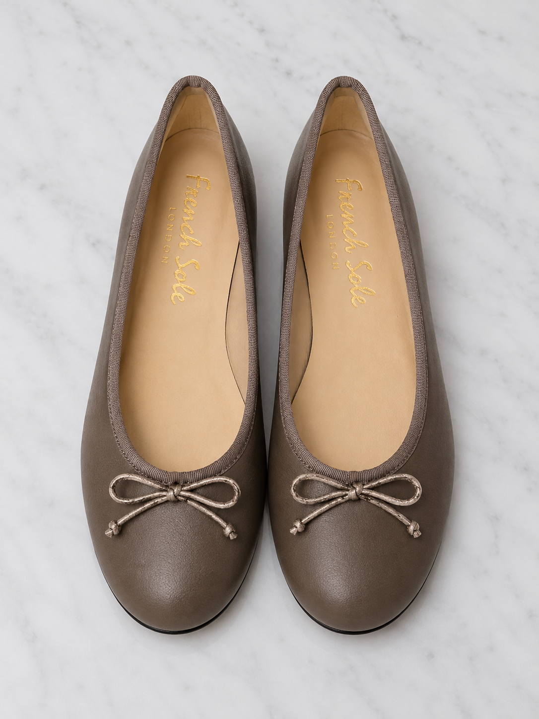 French Sole Womens Maddox Leather Ballet Pumps in Dark Brown