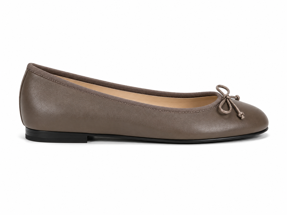 French Sole Womens Maddox Leather Ballet Pumps in Dark Brown