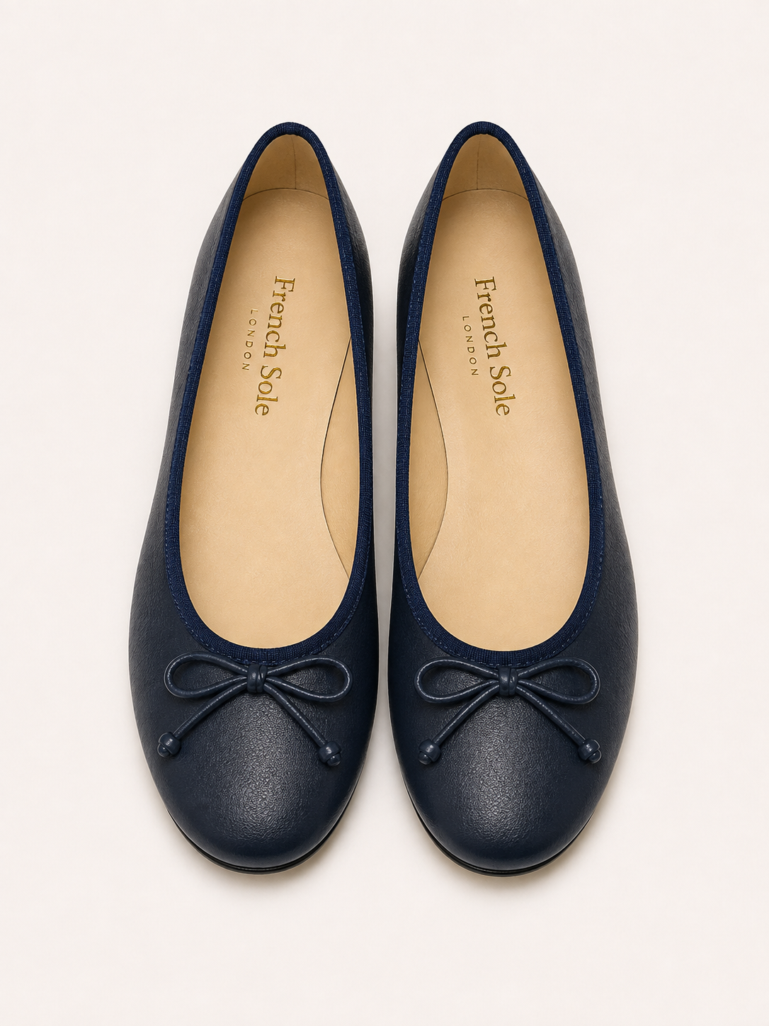 French Sole Womens Maddox Leather Ballet Pumps in Navy