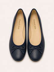 French Sole Womens Maddox Leather Ballet Pumps in Navy