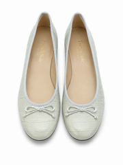 French Sole Womens Maddox Croc Embossed Leather Ballet Pumps in Grey