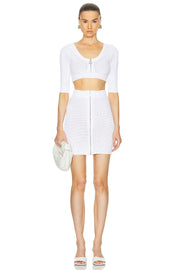 Moschino Piquet Mini Skirt with Zip in White
