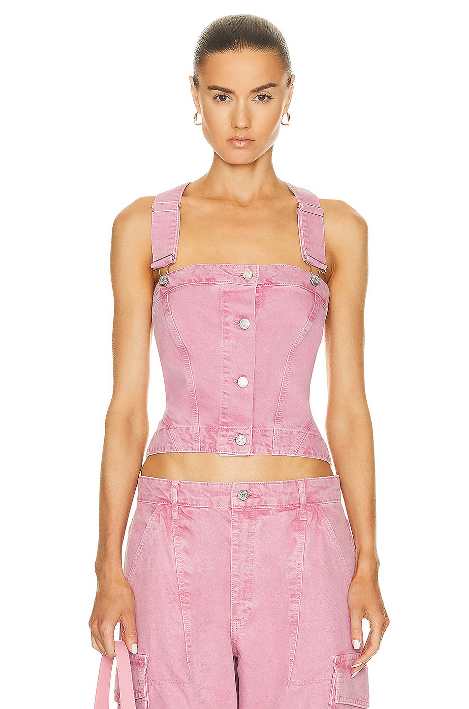Garment-Dyed Bull Top in Pink