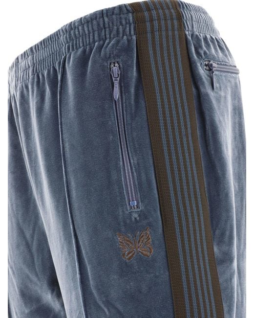 Needles Men's Blue Velour Track Pants