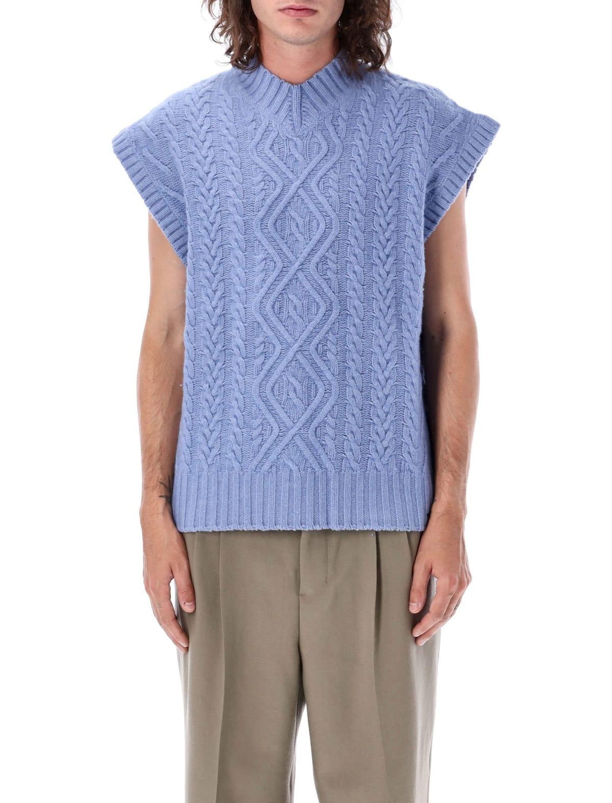 Mens Martine Rose Boiled Cable V-Neck Vest