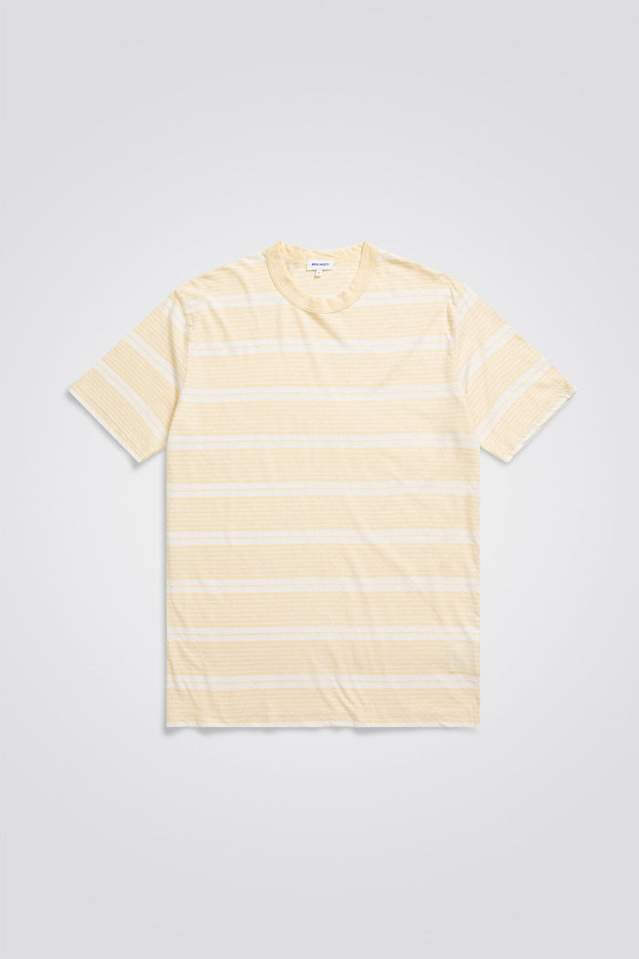 Norse Projects Men's Yellow Johannes Sunbleached Stripe T-Shirt