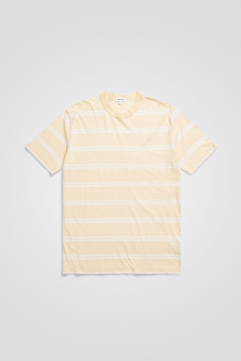 Norse Projects Men's Yellow Johannes Sunbleached Stripe T-Shirt