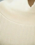 Nicholas Daley Men's White Waffle Roll Neck Sweater in Ecru