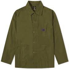Needles Mens Olive Coverall Long Sleeve Shirt