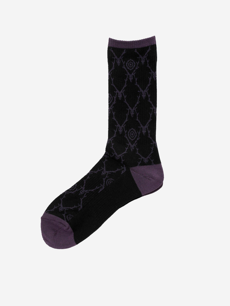 South West Men's Multicoloured Cotton JQ Socks Black