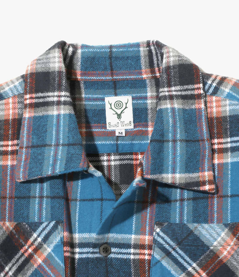 South West Men's Blue 6-Pocket Flannel Shirt