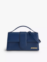 Le Grand Bambino Navy leather crossbody bag with gold hardware