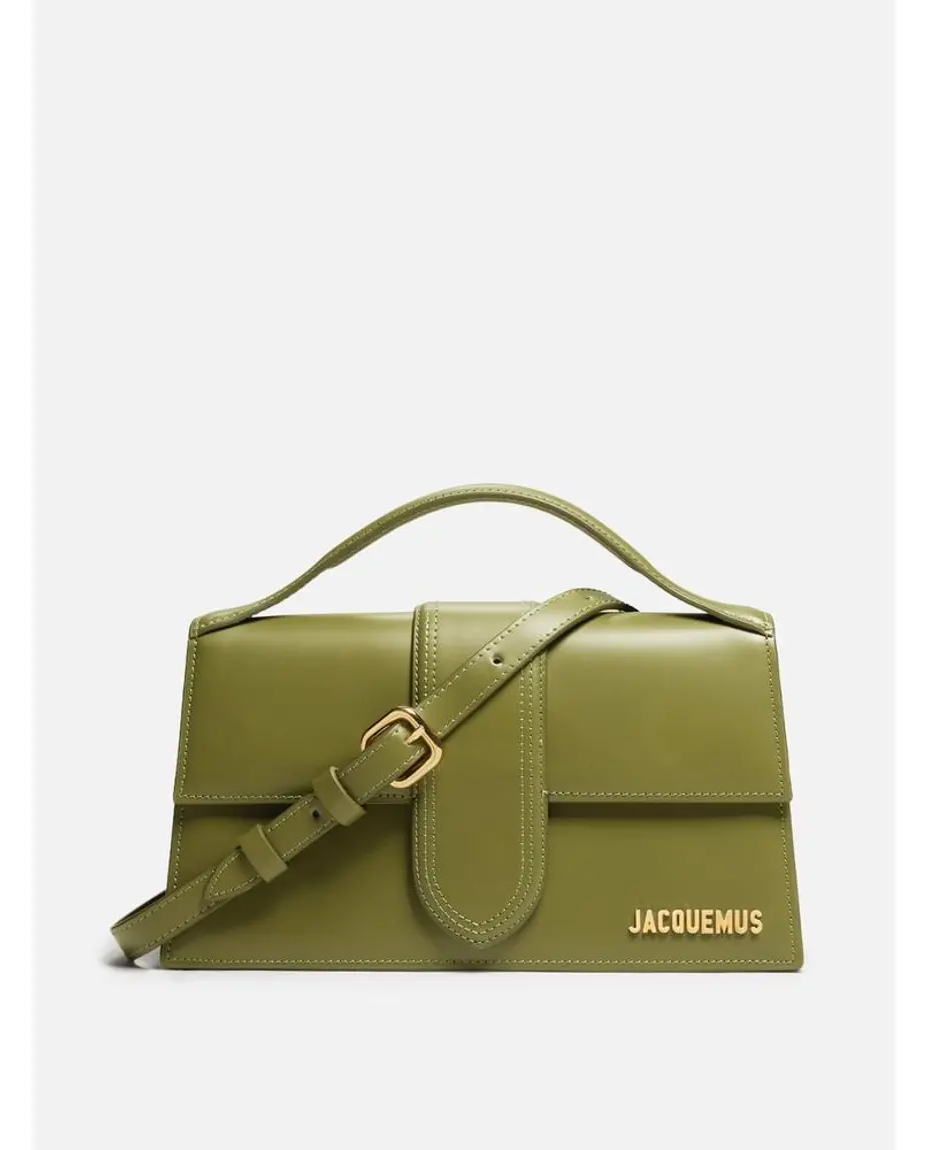 Le Grand Bambino Olive leather crossbody bag with gold hardware