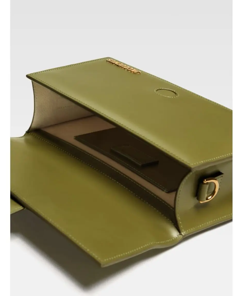 Le Grand Bambino Olive leather crossbody bag with gold hardware