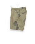 Universal Works Men's Green Block Flower Twill Pleated Track Shorts