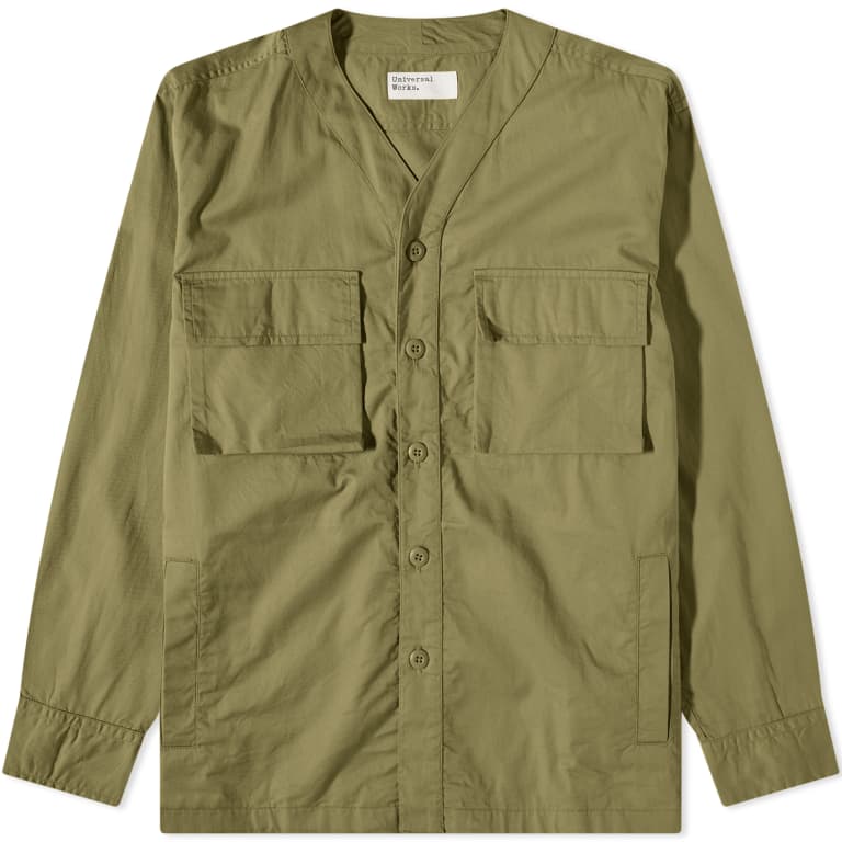 Universal Works Men's Green Parachute Shirt Olive