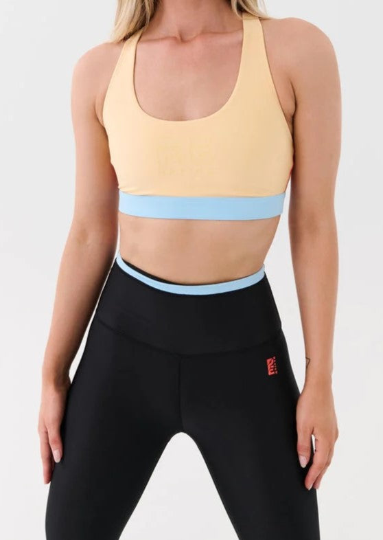PE Nation Womens Denizen Sports Bra in Beige