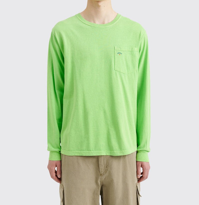 Noah Men's Green L/S Core Logo Pocket Tee