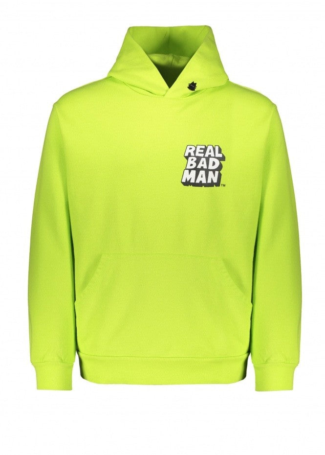 Real Bad Man Mens Acid Green Fleece Hoodie