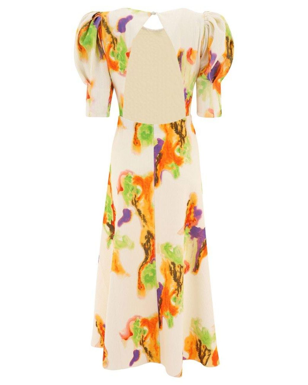 Womens ROTATE Birger Christenson Lavine Puff Sleeve Maxi Dress in White Multi