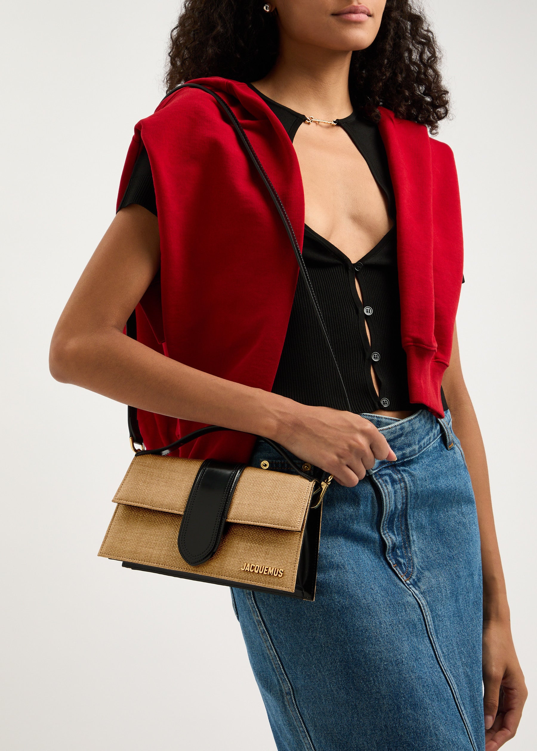 Le Grand Bambino faux raffia crossbody bag