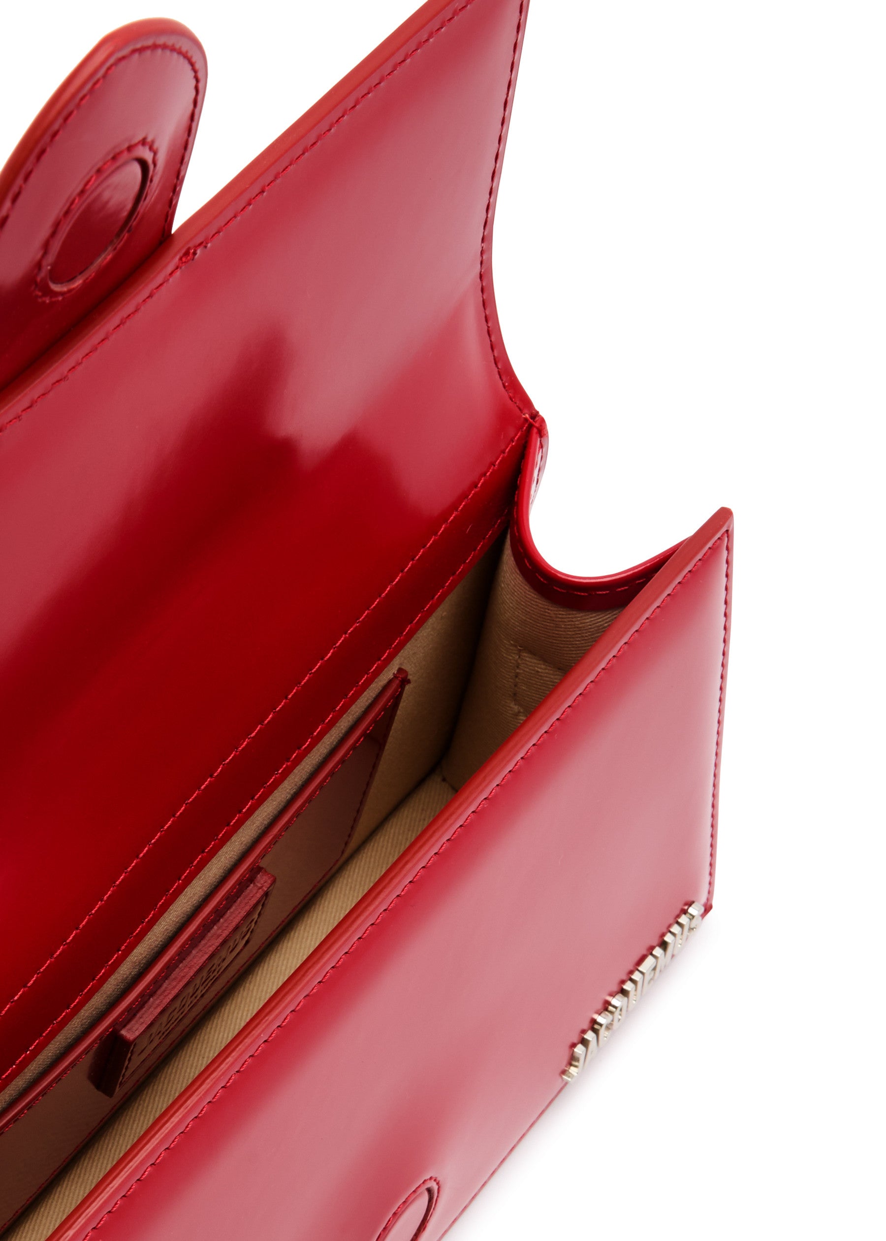 Le Grand Bambino Red leather crossbody bag with silver hardware