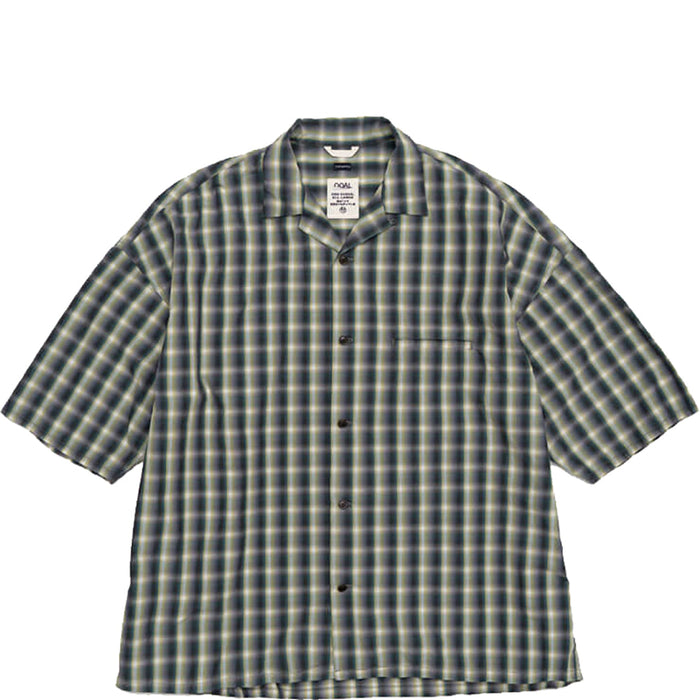 Nanamica Mens Open Col Shirt Grn Chk