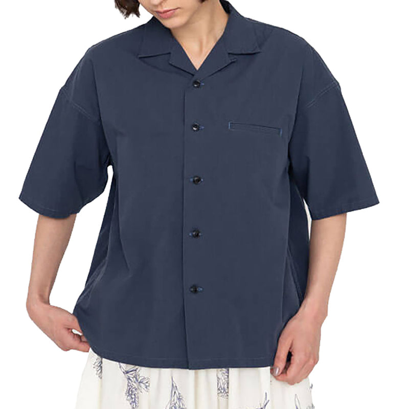 Nanamica Mens Open Collar Half Sleeve Shirt Navy