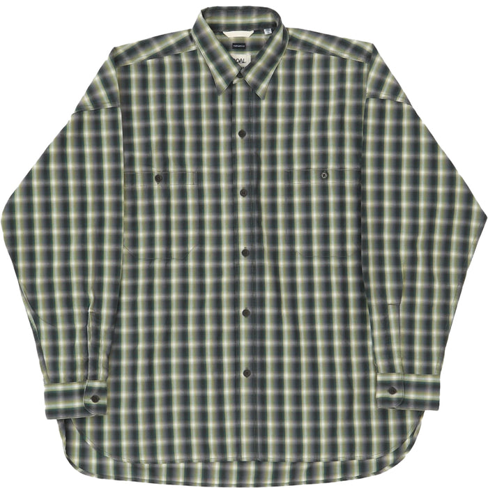 Nanamica Mens Green Check Open Collar Shirt