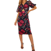 Womens Chi Chi London Petite V Neck Floral Dress in Multi