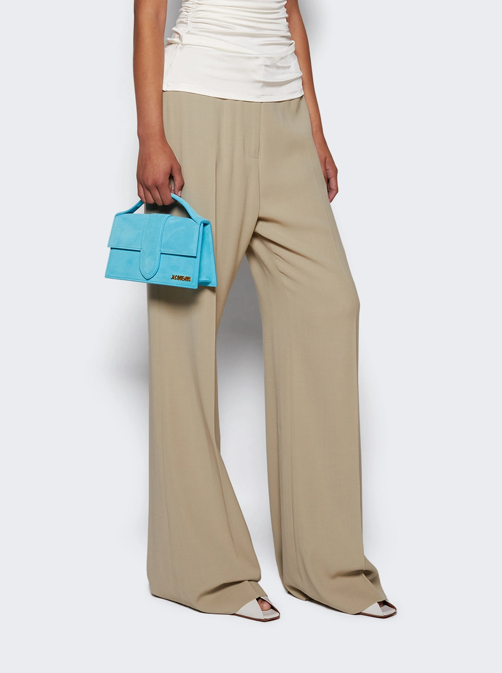 Le Grand Bambino Turquoise leather crossbody bag with gold hardware