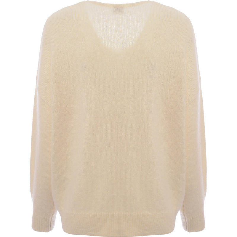 Fondianan Womens White Wool Mix V-Neck Jumper