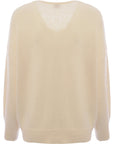 Fondianan Womens White Wool Mix V-Neck Jumper