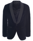 Hackett London Geometric Velvet Shawl Collar Jacket in Black