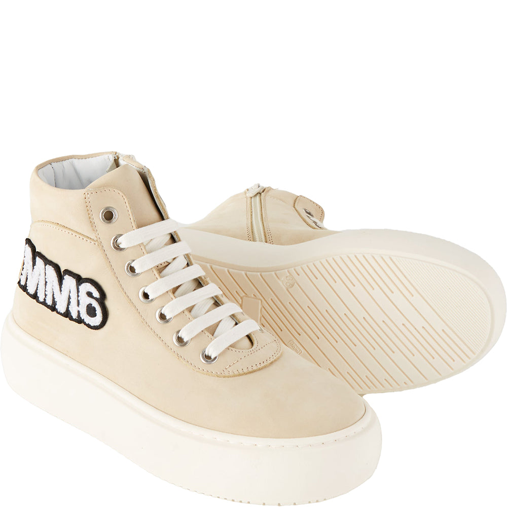Unisex Kids MM6 Logo Zip Up Laced Off in White