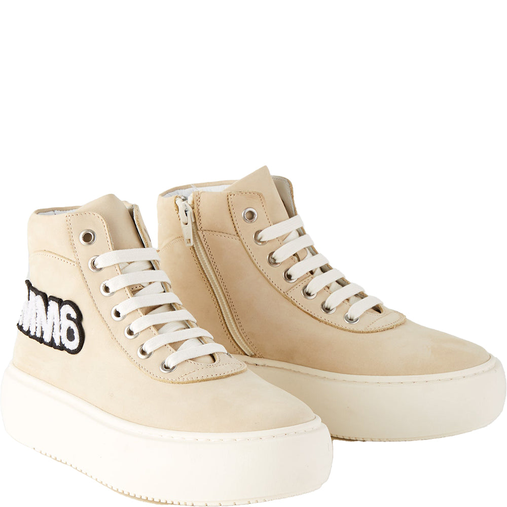 Unisex Kids MM6 Logo Zip Up Laced Off in White