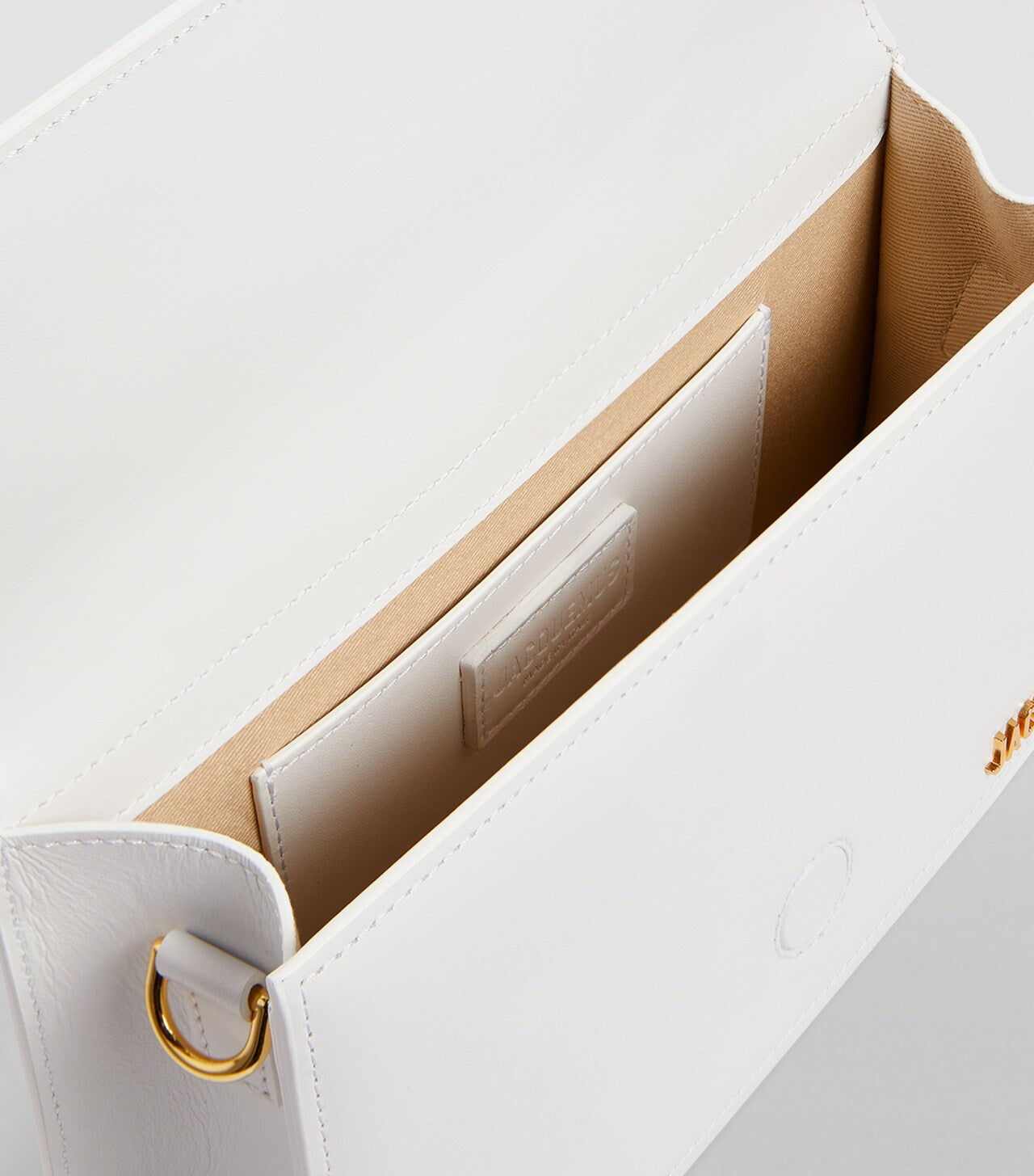 Le Grand Bambino White leather crossbody bag with Gold hardware