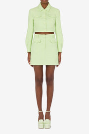 Cropped Teddy Jacket in Tweed Green