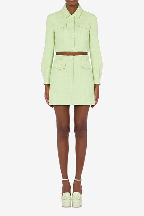 Cropped Teddy Jacket in Tweed Green