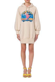 Hollywood Musical Melange Fleece Dress in White