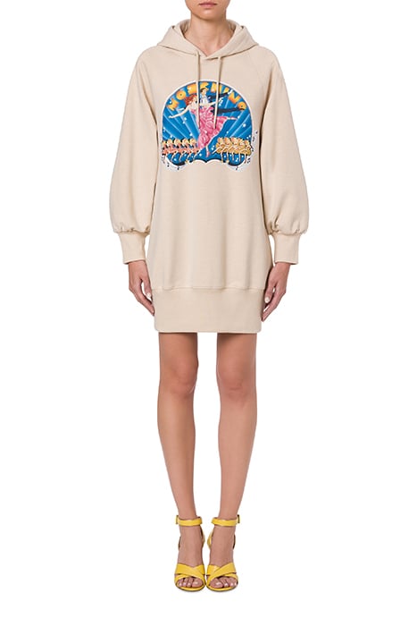 Hollywood Musical Melange Fleece Dress in White