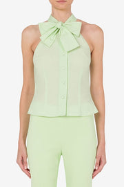60's Stretch Cotton Poplin Top in Green