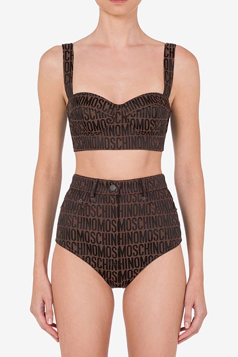Allover Logo Crop Top in Brown