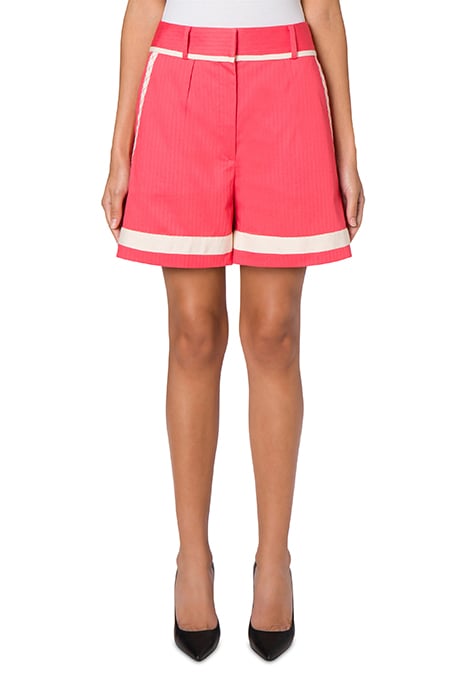 Sartorial Details Herringbone Cotton Trousers in Pink