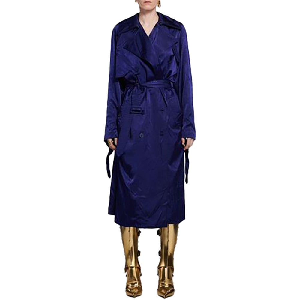 Balenciaga Womens Backwrap Trench in Marine Blue
